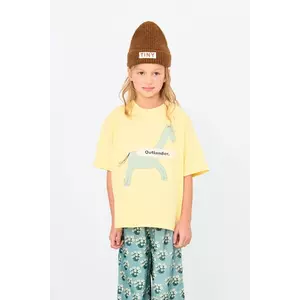 Tinycottons tricou de bumbac pentru copii HORSE GRAPHIC TEE culoarea galben, cu imprimeu, AW25-313 imagine