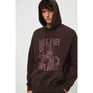 Medicine hanorac de bumbac culoarea maro, cu glugă, cu imprimeu imagine