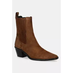 Jonak botine din piele întoarsă BIRMAN CROUTE culoarea maro, cu toc drept, 6001116 imagine