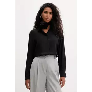 Marella cămașă cu mătase culoarea negru, cu guler clasic, relaxed, 2523116071200 imagine