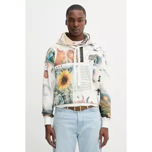 Desigual bluză BRADFORD culoarea bej, cu glugă, cu imprimeu, 25WMSK11 imagine