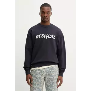 Desigual hanorac de bumbac PHIL culoarea bleumarin, cu imprimeu, 25WMSK05 imagine