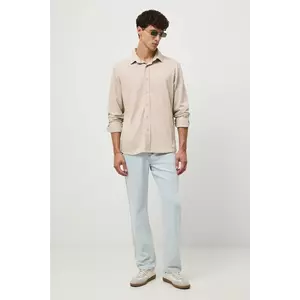 Medicine cămașă culoarea bej, cu guler clasic, regular imagine