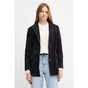 Pedro del Hierro geacă de piele întoarsă culoarea bleumarin, un singur rând de nasturi, uni, 5492121 imagine