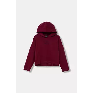 United Colors of Benetton hanorac de bumbac pentru copii culoarea bordo, cu glugă, cu imprimeu, 3NBMC2053 imagine