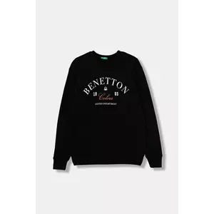 United Colors of Benetton hanorac de bumbac pentru copii culoarea negru, cu imprimeu, 3J68C10PZ imagine