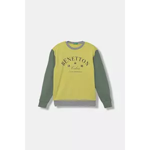 United Colors of Benetton hanorac de bumbac pentru copii culoarea verde, cu imprimeu, 3J68C10PZ imagine