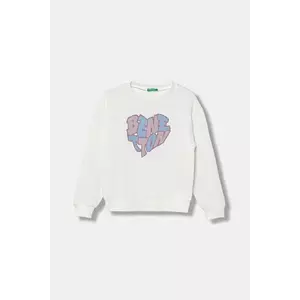 United Colors of Benetton hanorac de bumbac pentru copii culoarea bej, cu imprimeu, 3J68C10Q0 imagine