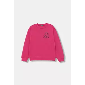 United Colors of Benetton hanorac de bumbac pentru copii culoarea roz, cu imprimeu, 3J68C10Q0 imagine