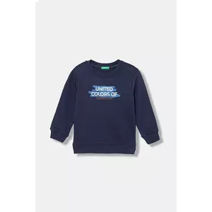 United Colors of Benetton hanorac de bumbac pentru copii culoarea bleumarin, cu imprimeu, 3J70G10JY imagine