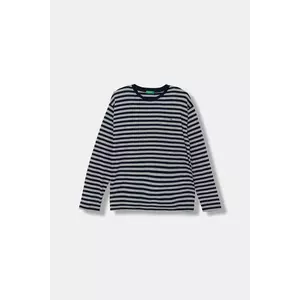 United Colors of Benetton longsleeve din bumbac pentru copii culoarea bleumarin, cu imprimeu, 3FNLC10QB imagine
