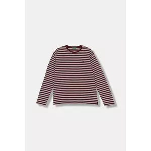 United Colors of Benetton longsleeve din bumbac pentru copii culoarea bordo, cu imprimeu, 3FNLC10QB imagine