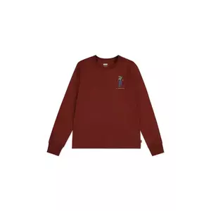 Levi's longsleeve din bumbac pentru copii SADDLE MAN LS TEE culoarea bordo, uni, 9EN714 imagine