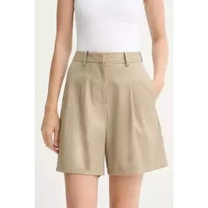 IRO pantaloni scurți din lână culoarea verde, uni, high waist, WP30SOLENNE imagine