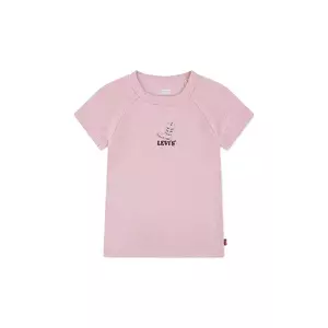 Levi's tricou copii COLOR BLOCK RAGLAN TOP culoarea roz, 4EN517 imagine