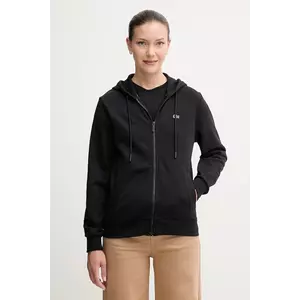 Lacoste hanorac de bumbac culoarea negru, cu glugă, uni, SF5256 imagine