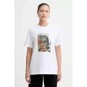 A.P.C. tricou din bumbac t-shirt jean portrait - gots culoarea alb, cu imprimeu, COGYK.M26549 imagine