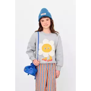 Tinycottons hanorac de bumbac pentru copii FLOWER GRAPHIC SWEATSHIRT culoarea gri, cu imprimeu, AW25-287 imagine