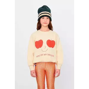 Tinycottons hanorac de bumbac pentru copii APPLES EYES GRAPHIC SWEATSHIRT culoarea bej, cu imprimeu, AW25-296 imagine