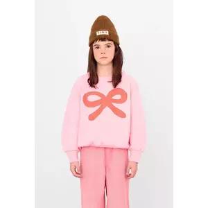 Tinycottons hanorac de bumbac pentru copii WORM GRAPHIC SWEATSHIRT culoarea roz, cu imprimeu, AW25-293 imagine