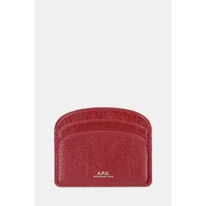 A.P.C. carcasă din piele porte-cartes demi-lune culoarea rosu, PXCCK.F63270 imagine
