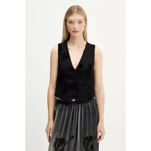 Desigual vestă FLOCK culoarea negru, un singur rând de nasturi, 25WWEW70 imagine