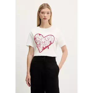 Desigual tricou din bumbac ROMA culoarea alb, 25WWTK50 imagine
