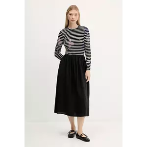 Desigual rochie RAYA HIBRIDA culoarea negru, midi, evazați, 25WWVW15 imagine