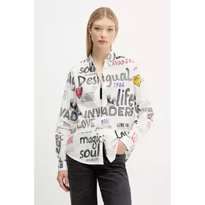 Desigual cămașă din bumbac SOUL culoarea gri, cu guler clasic, relaxed, 25WWCW10 imagine