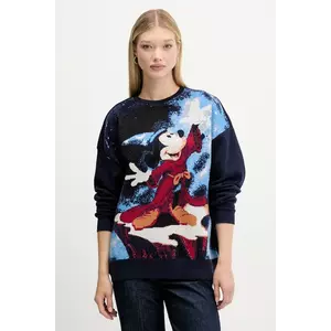 Desigual bluză FANTASY MICKEY culoarea bleumarin, cu imprimeu, 25WWSK15 imagine