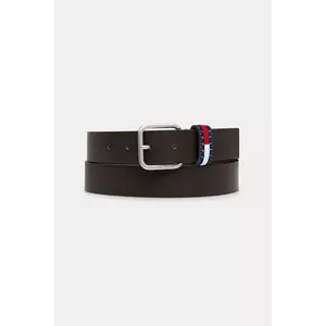 Tommy Jeans curea de piele culoarea maro, AM0AM13688 imagine