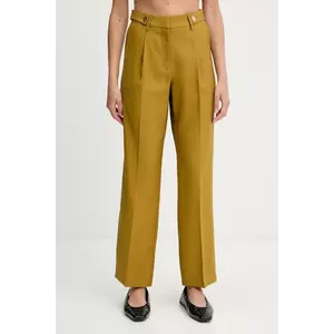 Morgan pantaloni culoarea galben, drept, high waist, PFIJA.F imagine
