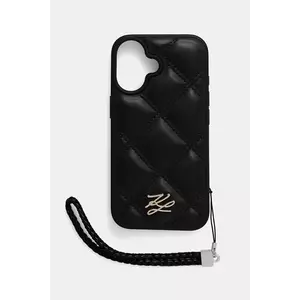 Karl Lagerfeld husă pentru telefon iPhone 16 culoarea negru, KLHCP16SPSQSKLSMSK imagine