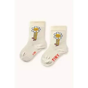 Tinycottons șosete copii DAISIES MEDIUM HEIGHT SOCKS culoarea bej, AW25-503 imagine