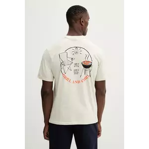 Napapijri tricou din bumbac S-Yukis culoarea bej, cu imprimeu, NP0A8925N1J1 imagine