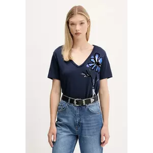 Desigual tricou din bumbac DUMAS culoarea bleumarin, 25WWTK28 imagine