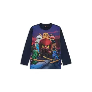 Lego longsleeve din bumbac pentru copii LWTAFFY 613 culoarea bleumarin, cu imprimeu, 11010889 imagine