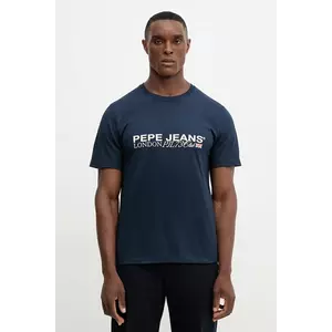 Pepe Jeans tricou din bumbac culoarea bleumarin, cu imprimeu, PM5010104 imagine