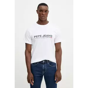 Pepe Jeans tricou din bumbac culoarea alb, cu imprimeu, PM5010104 imagine
