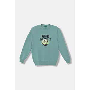 United Colors of Benetton hanorac de bumbac pentru copii culoarea turcoaz, uni, 3J68C10QK imagine