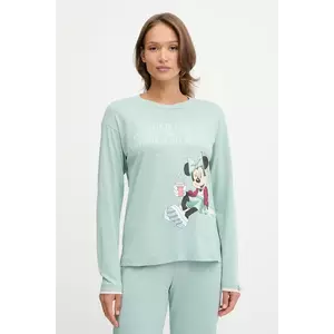 United Colors of Benetton longsleeve de pijama culoarea turcoaz, 3Y5E3M07Q imagine