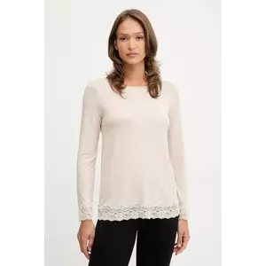 United Colors of Benetton longsleeve de pijama culoarea bej, 3Z123M07X imagine