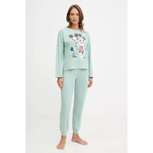 United Colors of Benetton set de pijama de bumbac culoarea turcoaz, bumbac, 30963P049 imagine