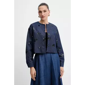 Marella jachetă denim Emme by Marella culoarea bleumarin, un singur rând de nasturi, 2525046111200 imagine