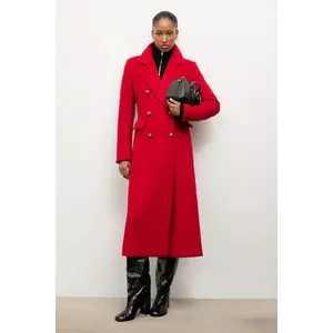 Answear Lab palton de lana culoarea rosu, de tranzitie, cu doua randuri de nasturi imagine
