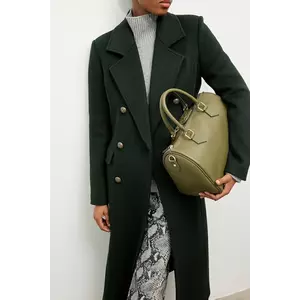 Answear Lab palton de lana culoarea verde, de tranzitie, cu doua randuri de nasturi imagine