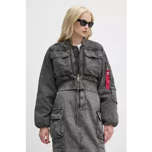 Alpha Industries geaca bomber femei, culoarea gri, de iarna, oversize, 148008 imagine