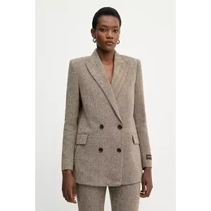 ERMANNO Firenze sacou culoarea maro, cu două rânduri de nasturi, cu imprimeu, 57TI001ED0 imagine