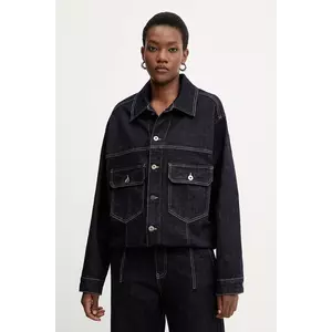 Liviana Conti geacă jeans culoarea bleumarin, de tranzitie, F5WY75 imagine