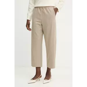 Liviana Conti pantaloni cu cașmir culoarea bej, lat, high waist, F5WL33 imagine